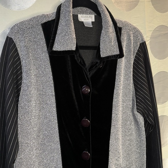 Adolfo Sport Mixed Media Jacket - Picture 2 of 5